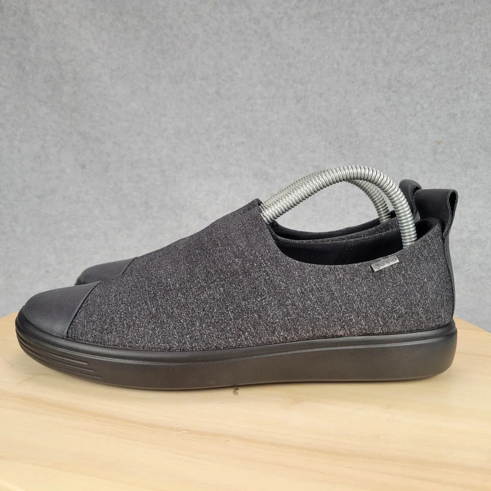 ECCO Soft 7 Gore Tex Slip On Sneakers Charcoal Grey Leather Waterproof Womens 40
